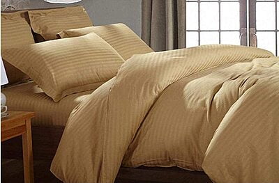 Duvet / Comforter Cover Glace Cotton 300 TC - Striped - Sand Beige