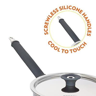 Borosil Cookfresh Tri-ply Stainless Steel Sauce Pan with Lid, Induction Friendly Tea Pan, 1.5 L, 16 cm Dia Borosil Cookfresh Tri-ply Stainless Steel Sauce Pan with Lid, Induction Friendly Tea Pan, 1.5 L, 16 cm Dia