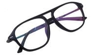 Unisex Large Square Spectacle Frames. Matte Black Color Frame. Transparent ARC Lens.