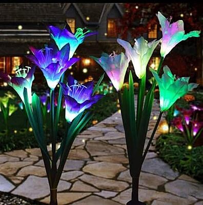 Flower Lily Solar Changing Garden Lights - Solar-Powered, Colour Changing Flower Lily Solar Changing Garden Lights - Solar-Powered, Colour Changing
