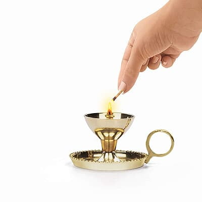 Borosil Medium Size Mangal Diya Decorative Brass Glass Oil Lamp |