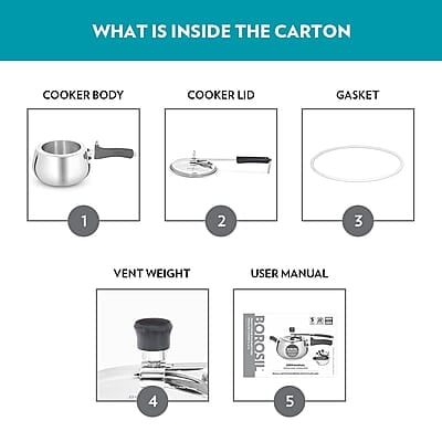 Borosil Pronto Edge Induction Base Inner Lid Stainless Steel Pressure Cooker, 3 L