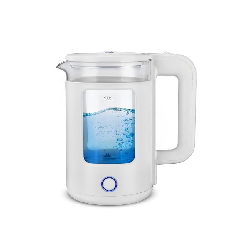 KENT Cool Touch Glass Kettle| 1500W | 1.8L Capacity | 360° Rotating Base | Overheating and Dry Boiling Protection | White