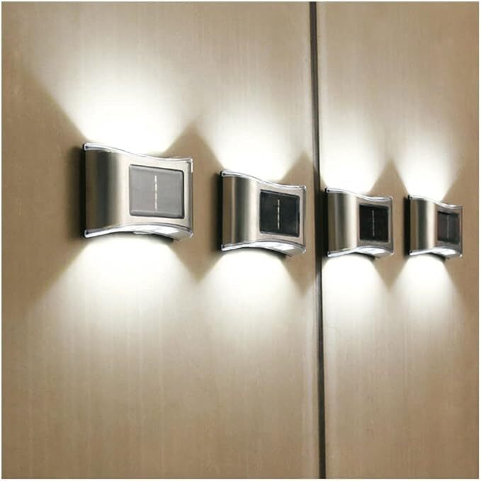Silver 6 Way Solar Wall Light Auto On Off Water Proof 6 Led Light Warm White Light Waterproof Silver 6 Way Solar Wall Light Auto On Off Water Proof 6 Led Light Warm White Light Waterproof
