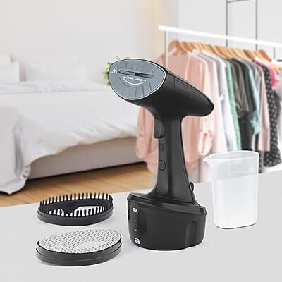Borosil Handheld Digital Garment Steamer, Horizontal & Vertical Use, 1600W Fast Heating, Steam Nozzle, 200 ml Water Tank, Detachable Fabric Brush, Lint Brush, for Silk, Nylon, Rayon, Wool, Cotton
