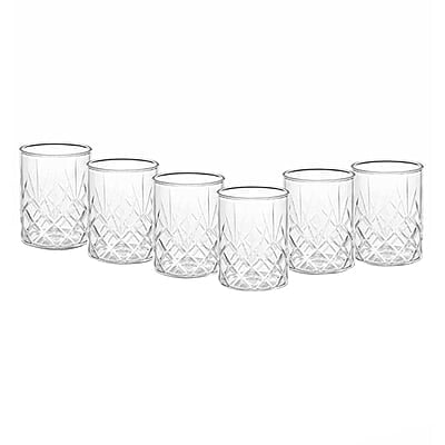 Borosil Krystalia Whisky Glass Set of 6 (350 ml Each), Microwave Safe Glasses, Flame Proof Glasses