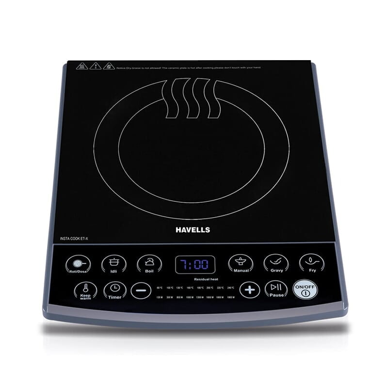 Havells Insta Cook Et-X Induction Cooktop, Dark Grey 1900 W, Ceramic Glass