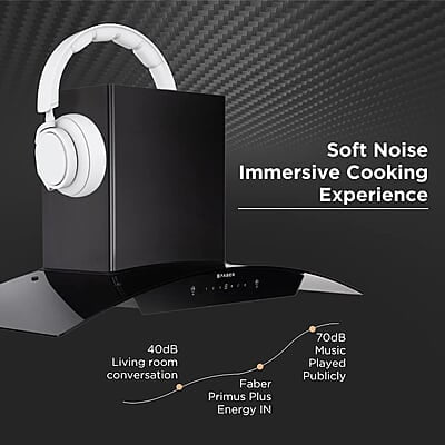 Faber 75 cm 1500 m³/hr Autoclean Curved Shape Kitchen Chimney HOOD PRIMUS PLUS ENERGY IN HCSC BK 75 with SS Baffle Filter
