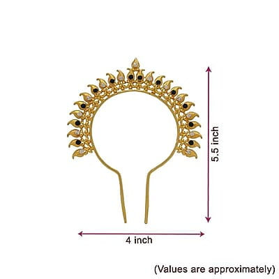 Srimathi Jewellers Gold Plated Leaf Head Crown | Perfect for Enhancing Your Spiritual Decor | Used as Bharatanatyam, Kuchipudi, Oddisi Dancers Head Set | traditional head accessory Srimathi Jewellers Gold Plated Leaf Head Crown | Perfect for Enhancing Your Spiritual Decor | Used as Bharatanatyam, Kuchipudi, Oddisi Dancers Head Set | traditional head accessory