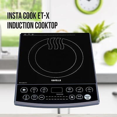 Havells Insta Cook Et-X Induction Cooktop, Dark Grey 1900 W, Ceramic Glass