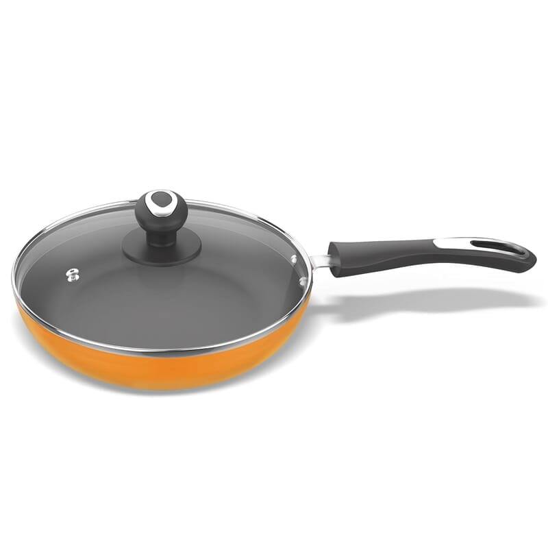 Preethi Dura Collection Non Stick Fry Pan, 26 cm, with Glass Lid, Gas & Induction Compatible