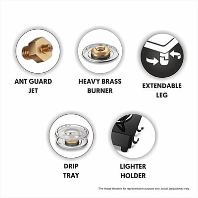 Preethi Blu Flame Gleam Glass Top 2-Burner Manual Gas Stove (Black) (ISI Certified)