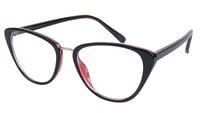 Female Cat Eye Spectacle Frame. Glossy Black & Red Color Frame. Transparent ARC Lens. Female Cat Eye Spectacle Frame. Glossy Black & Red Color Frame. Transparent ARC Lens.