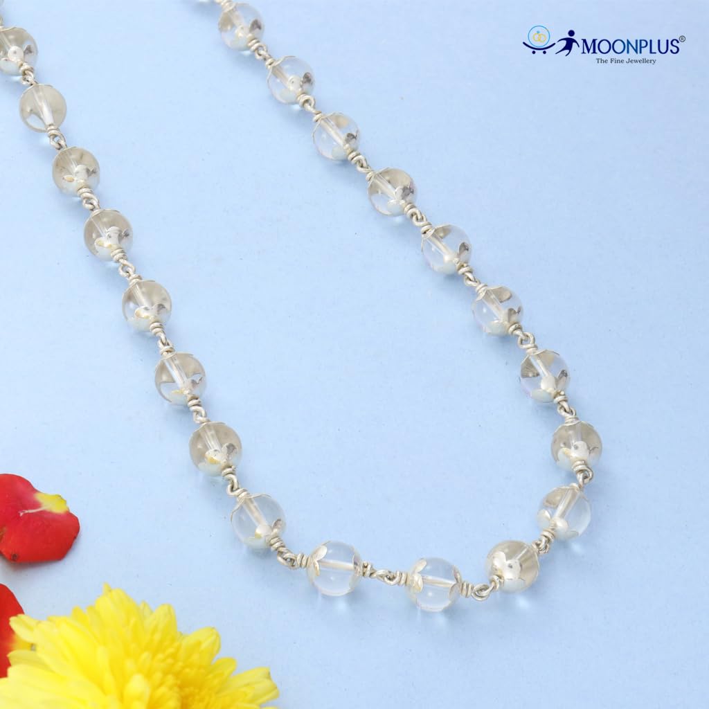 Pure Silver Sphatik mala Crystal Jaap Mala for Pooja