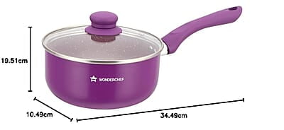 Wonderchef Royal Velvet 18cm Sauce pan with Glass Lid 3 mm thick 2 litres Wonderchef Royal Velvet 18cm Sauce pan with Glass Lid 3 mm thick 2 litres