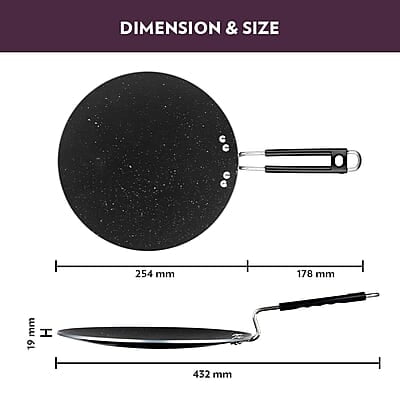 Borosil Granito Non-Stick Concave Tawa, Induction Friendly, Granite Finish, PFOA-Free, 28 cm Diameter, Black