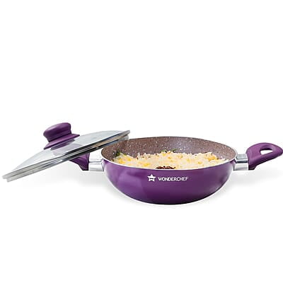 Wonderchef Royal Velvet Non-stick 26cm Kadhai with Lid and Handles 3 mm thick Wonderchef Royal Velvet Non-stick 26cm Kadhai with Lid and Handles 3 mm thick