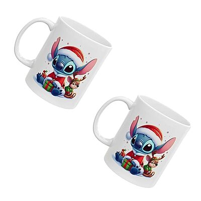 Stitch Christmas Customized Design Coffee Mug (Ceramic Mug 350ml), for Gifting and Present Stitch Christmas Customized Design Coffee Mug (Ceramic Mug 350ml), for Gifting and Present