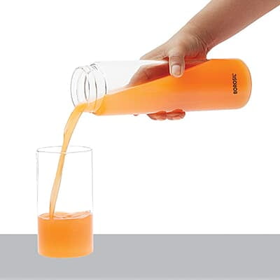 Borosil Crysto Glass Water Bottle, Water Bottle for Fridge Wide Mouth Borosilicate Glass Extreme Temperature Resistant For Hot & Cold Water, Milk, Lassi, Juice, Black Lid 750 ml, Stylish & Transparent