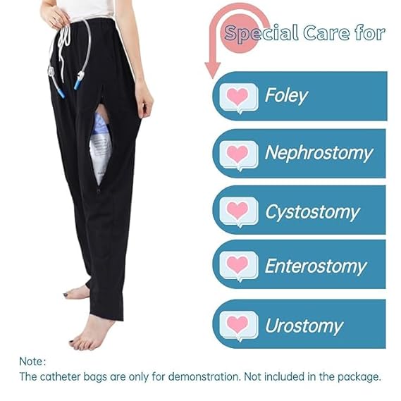 Catheter Leg Bag Pants for Men/Women, Urine Bag Holder Pants with 2 Zippered Side Pockets, Holding 2x2000ml Catheter Bag for Nephrostomy, Foley, Cystostomy, Enterostomy, Urostomy Patients Catheter Leg Bag Pants for Men/Women, Urine Bag Holder Pants with 2 Zippered Side Pockets, Holding 2x2000ml Catheter Bag for Nephrostomy, Foley, Cystostomy, Enterostomy, Urostomy Patients