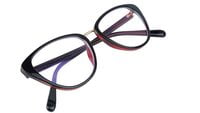 Female Cat Eye Spectacle Frame. Glossy Black & Red Color Frame. Transparent ARC Lens. Female Cat Eye Spectacle Frame. Glossy Black & Red Color Frame. Transparent ARC Lens.