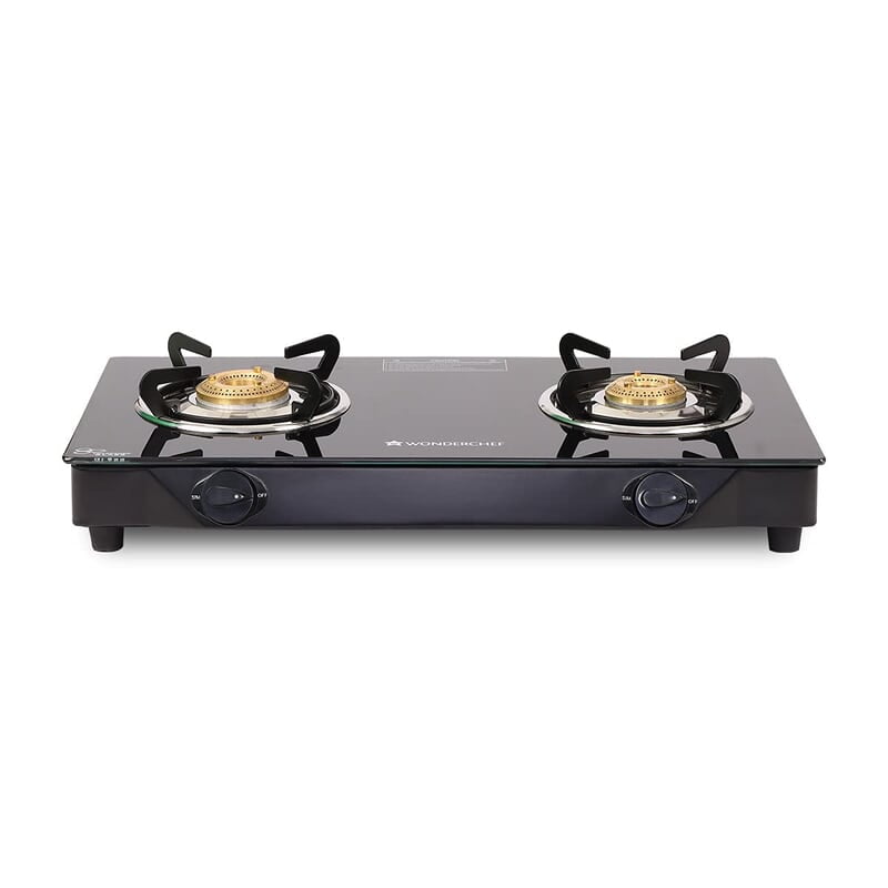 Wonderchef Glory 2 Burner Glass Cooktop, Stainless Steel Drip Tray,Manual Ignition Gas Stove