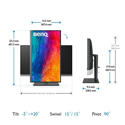 BenQ, 27-Inch, 4K UHD, 95% P3, HDR400, 60Hz, USB-C, Designer Monitor, PD2706U BenQ, 27-Inch, 4K UHD, 95% P3, HDR400, 60Hz, USB-C, Designer Monitor, PD2706U