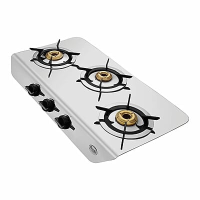 Preethi Stylo steel slim stainless steel 3 burner gas stove