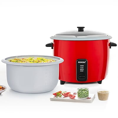 Borosil Pronto 1 L Electric Rice Cooker with Single Pot | 400W, Keep Warm Feature with Indicator Display, Anti Skid Rubber Feet | Cook & Boil Noodles, Rice, Upma, Idli, Dhokla | 2 Years Warranty