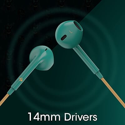 ZEBRONICS DC AQUAMAN edition BUDS 30 3.5mm stereo earphone with inline microphone for calling, volume control, multifunction button, 14mm drivers, stylish eartip design and 1.2 meter durable cable