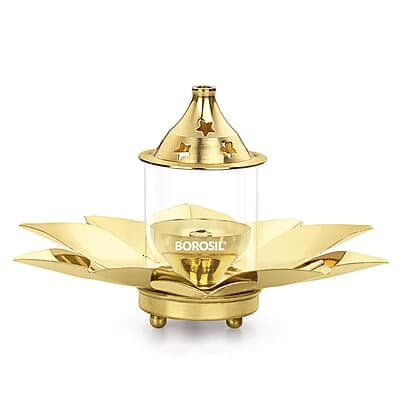 Borosil Kamal Brass Diya, Small