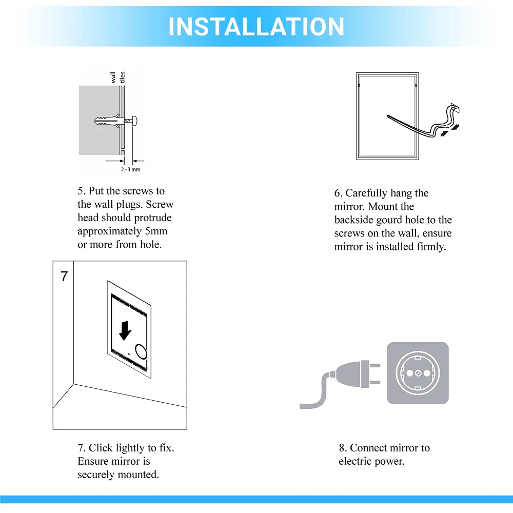 Rectangular LED Touch Sensor Mirror