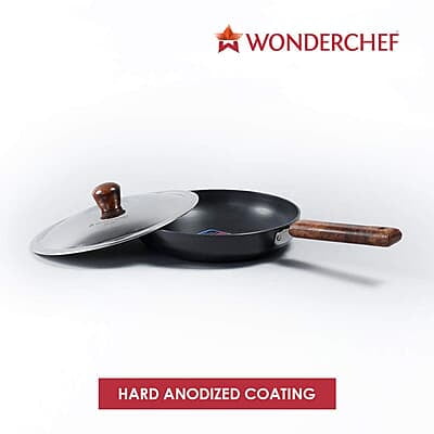 Wonderchef Ebony Hard-anodised Aluminium Fry Pan 24cm Frying Pan Non Stick 1.75L 3.25mm thickness