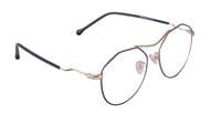 Unisex Oversized Round Spectacle Frame. Gold & Black Color Metal Frame.