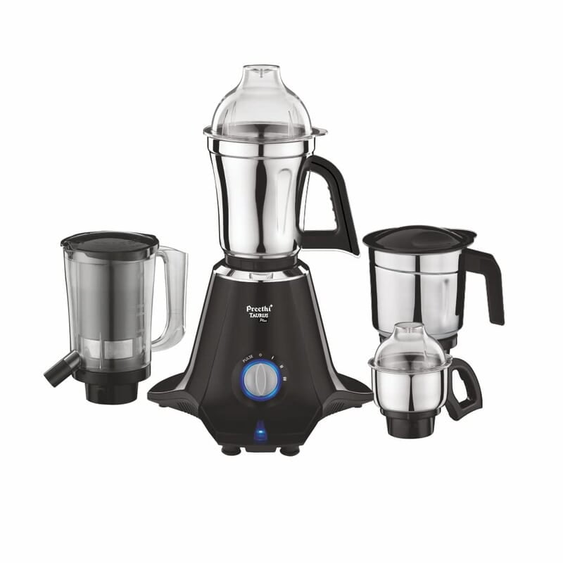 Preethi Taurus Plus MG-257 Mixer Grinder, 1000 Watt, Black 4 Jars - Super Extractor Juicer Jar
