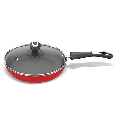 Preethi Dura Collection Non Stick Fry Pan, 24 cm, with Glass Lid, Gas & Induction Compatible