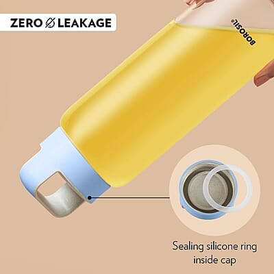 Borosil Crysto Wide Mouth Glass Water Bottle with Blue Lid | 750ml, Borosilicate Glass, Leakproof, Easy to Carry, Fridge & Dishwasher Safe | Can Use For, Lassi, Juice, Smoothies