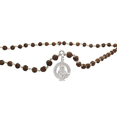 Silver Tied Rudraksha Mala/Chain with Ayyappan Pendent/Dollar