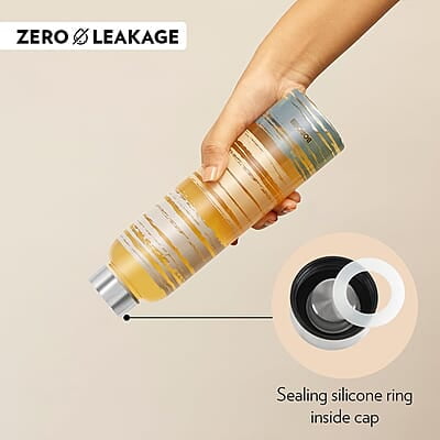 Borosil Artisan Series Glance 1000 ml Narrow Mouth Glass Bottle with Metal Lid | 100% Borosilicate, Fridge Safe, Leakproof, Easy to Carry | Store Water, Lassi, Juice, Smoothies | Dishwasher Safe