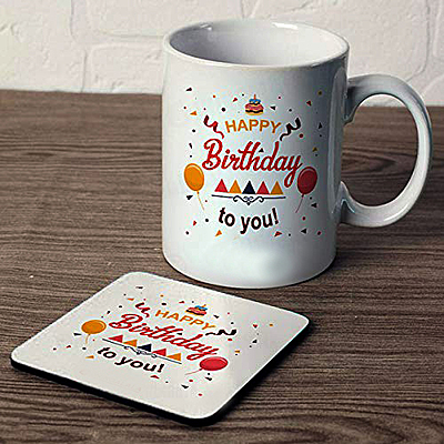 Happy Birthday to You Printed Ceramic Coffee Mug with Coaster Happy Birthday to You Printed Ceramic Coffee Mug with Coaster