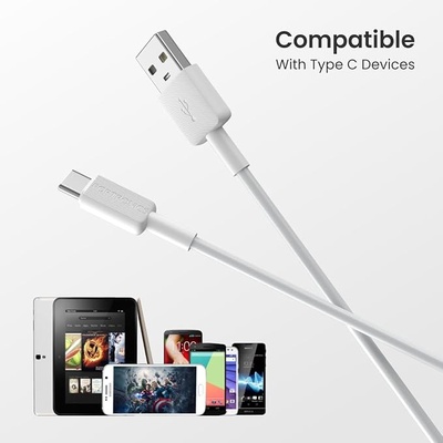 Portronics Konnect Link Type-C Cable with Fast Charging & Data Transfer (1M, White) Portronics Konnect Link Type-C Cable with Fast Charging & Data Transfer (1M, White)
