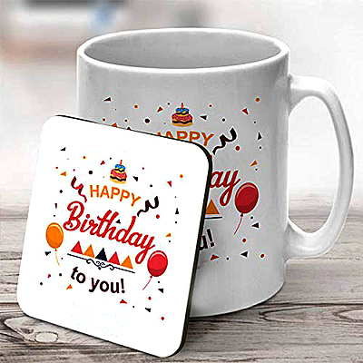 Happy Birthday to You Printed Ceramic Coffee Mug with Coaster Happy Birthday to You Printed Ceramic Coffee Mug with Coaster