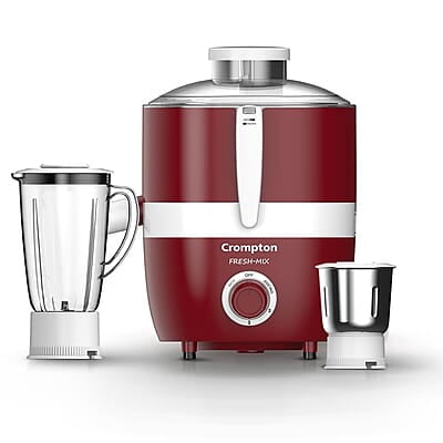 Cromptons Fresh-MIX, Juicer Mixer Grinder (2 Jars, High grade Stainless Steel mesh, unbreakable polycarbonate jar lids)