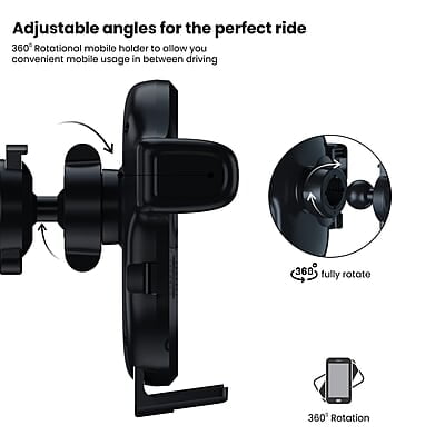 Portronics Clamp Y Adjustable Air Vent Mobile Holder for Car with 360° Rotational