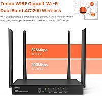 TENDA W18E AC1200 Gigabit Wireless Hotspot Router, 300 Square Meters, 867Mbps/300Mbps, 50 Users, Gigabit Port, 4xAntenna, Domain Maintenance TENDA W18E AC1200 Gigabit Wireless Hotspot Router, 300 Square Meters, 867Mbps/300Mbps, 50 Users, Gigabit Port, 4xAntenna, Domain Maintenance