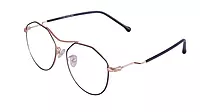 Unisex Oversized Round Spectacle Frame. Gold & Black Color Metal Frame.
