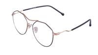 Unisex Oversized Round Spectacle Frame. Gold & Black Color Metal Frame.