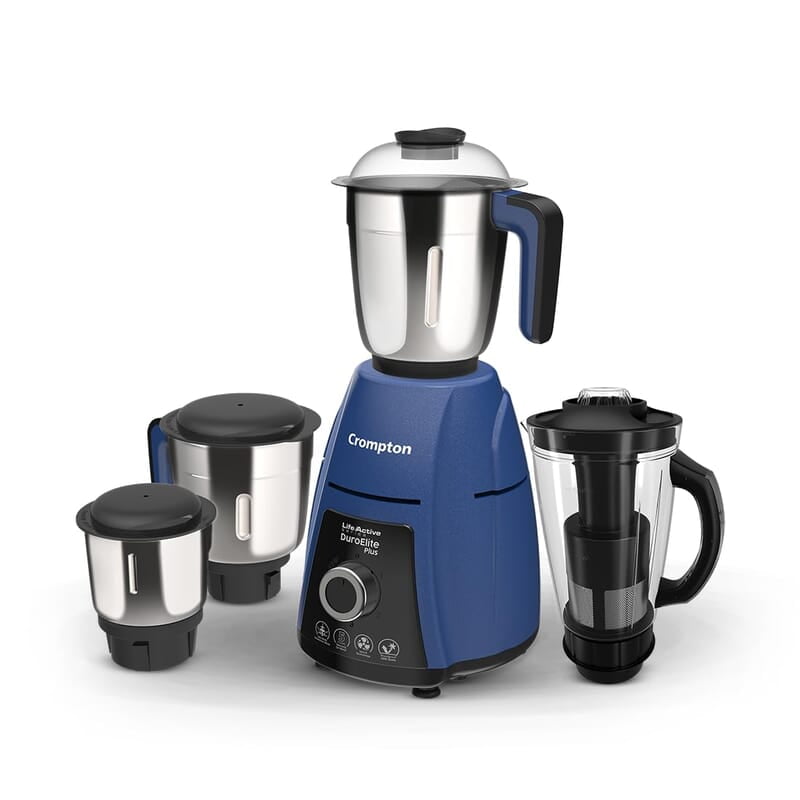 Crompton DuroElite Plus 800 W Mixer Grinder with 4 Jars (3 Stainless Steel Jars+ 1.5L Juicer Jar with Fruit Filter)