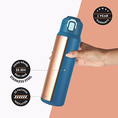 Borosil Aquasport 800 ml Stainless Steel Insulated Water Bottle | Double Wall Vaccum Insulated, Flask | 10 Hours Hot & Cold | Bottle for Office, Gym, School | 1 Year Warranty