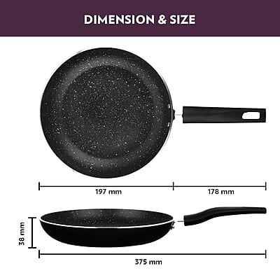 Borosil Granito Non-Stick Deep Fry Pan 2.5L, Induction Friendly, Granite Finish, PFOA-Free, 24 cm Diameter